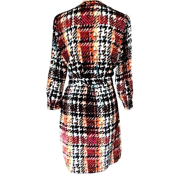 Attention orange, blue & white long sleeve dress medium - Picture 4 of 6